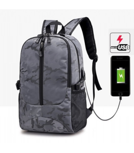 Sac à Dos Pour PC Portable Avec Port de Chargement USB en Style Camouflage