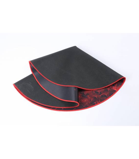Tapis Rond pour Chaise Gaming 36x36 Xtrike GX01 avec Tissu Ondulé en Microfibre, Noir et Rouge